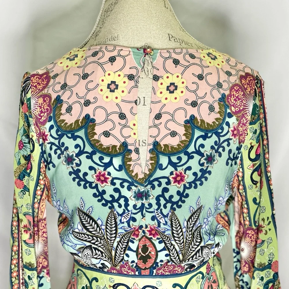 Farm Rio for Anthropologie Bohemian Caversham Floral Print Romper - Picture 11 of 12